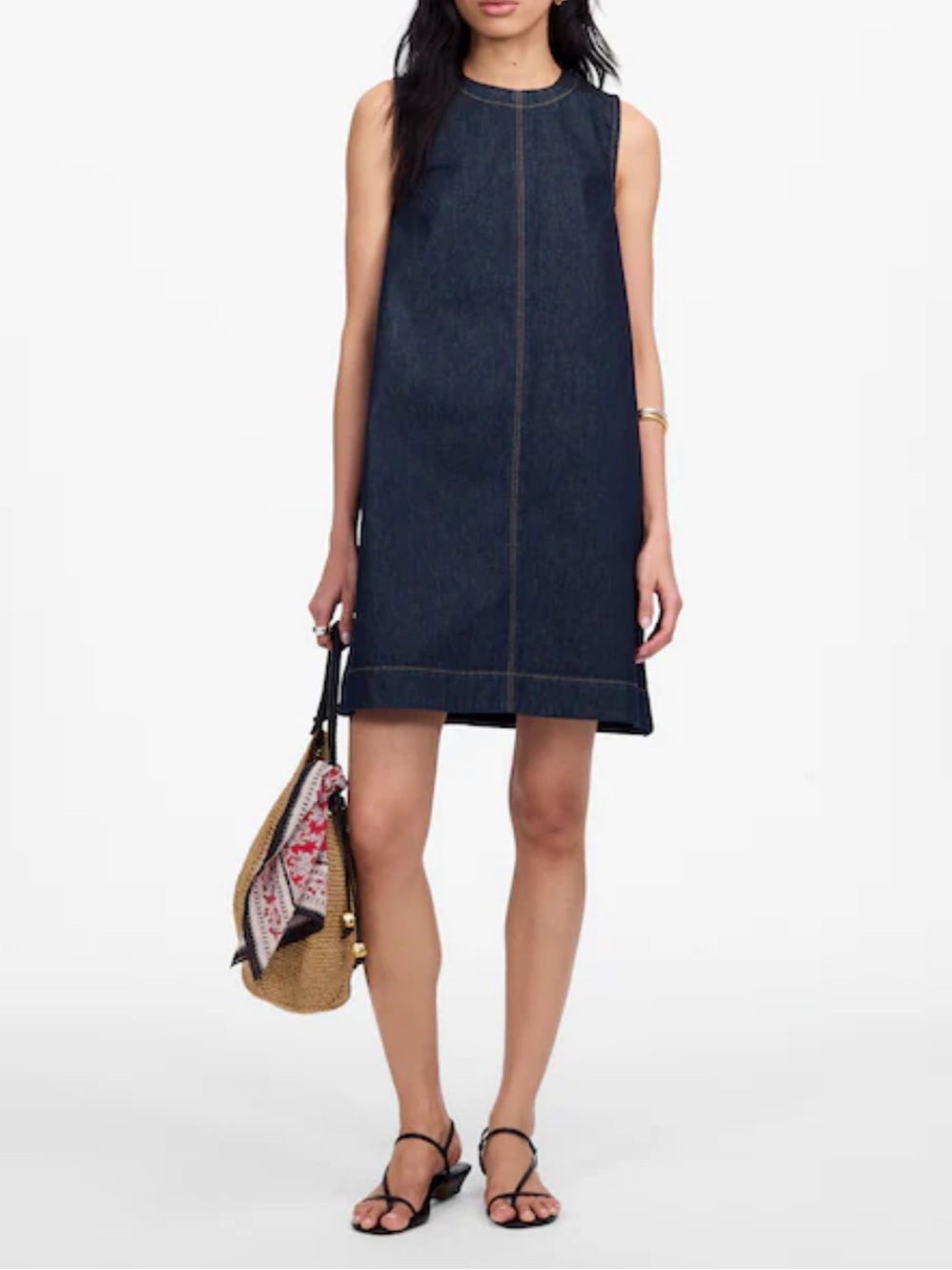 Madewell Denim boxy dress Sleeveless dress dark blue